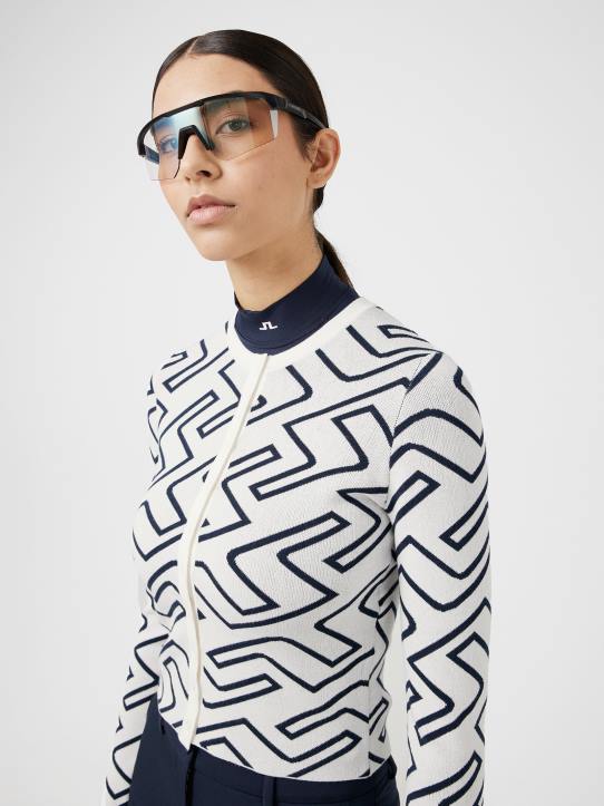 Odessa Golf Cardigan Navy Bridge Monogram Women J.Lindeberg Clothing 66XF2832 - Image 3