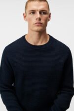 Oliver Structure Sweater Navy Men J.Lindeberg Clothing 66XF1004 - Image 4