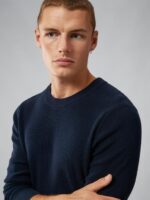 Oliver Structure Sweater Navy Men J.Lindeberg Clothing 66XF2310 - Image 2
