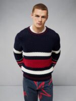 Orion Color Block Sweater Navy Men J.Lindeberg Clothing 66XF2301