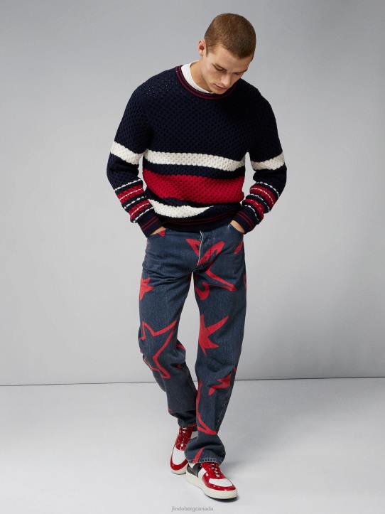Orion Color Block Sweater Navy Men J.Lindeberg Clothing 66XF2301 - Image 3