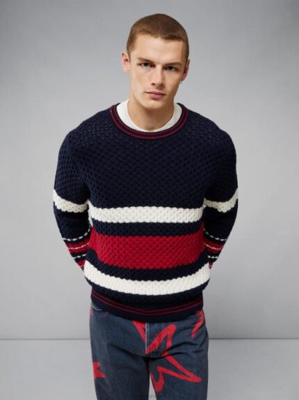 Orion Color Block Sweater Navy Men J.Lindeberg Clothing 66XF2301