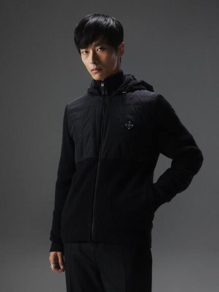 Perry Hybrid Hood Jacket Black Men J.Lindeberg Clothing 66XF2276