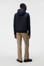 Pierre Knitted Hybrid Jacket Navy Men J.Lindeberg Clothing 66XF996 - Image 2
