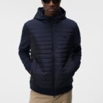 Pierre Knitted Hybrid Jacket Navy Men J.Lindeberg Clothing 66XF996