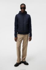 Pierre Knitted Hybrid Jacket Navy Men J.Lindeberg Clothing 66XF996 - Image 3