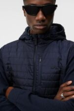 Pierre Knitted Hybrid Jacket Navy Men J.Lindeberg Clothing 66XF996 - Image 5