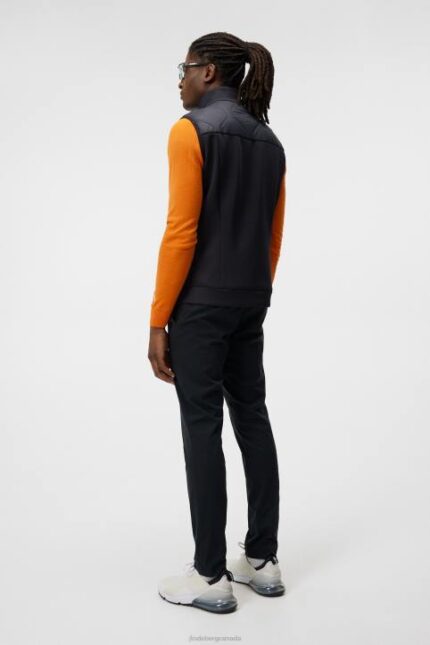 Quilt Hybrid Vest Black Men J.Lindeberg Clothing 66XF693
