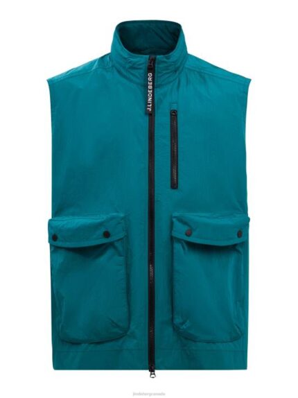 Raufa Crinkle Vest Deep Lake Men J.Lindeberg Clothing 66XF2453