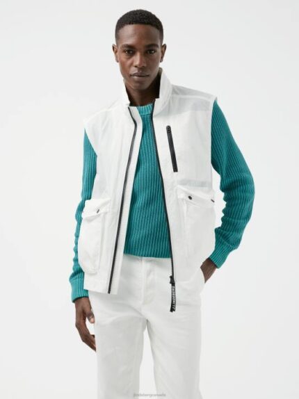 Raufa Crinkle Vest White Men J.Lindeberg Clothing 66XF2452