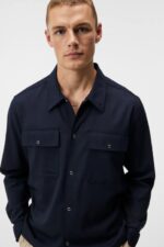 Reid Twill Overshirt Navy Men J.Lindeberg Clothing 66XF1201 - Image 3