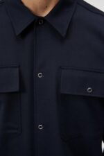 Reid Twill Overshirt Navy Men J.Lindeberg Clothing 66XF1201 - Image 4