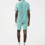 Resort Golf Shirt Green 3D Bridge Monogram Men J.Lindeberg Clothing 66XF2081