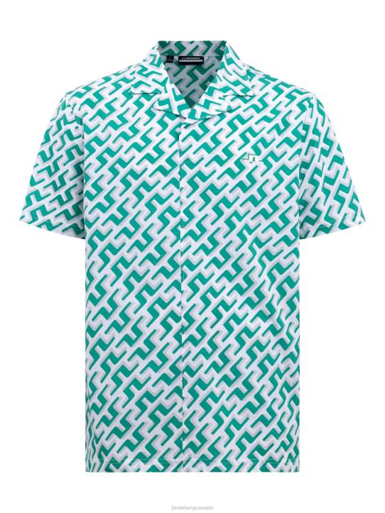 Resort Golf Shirt Green 3D Bridge Monogram Men J.Lindeberg Clothing 66XF2081 - Image 4