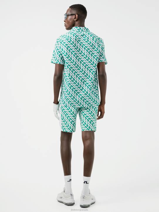 Resort Golf Shirt Green 3D Bridge Monogram Men J.Lindeberg Clothing 66XF2081 - Image 1