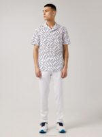 Resort Golf Shirt Navy Bridge Monogram Men J.Lindeberg Clothing 66XF2098 - Image 2