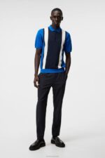 Rey Striped Polo Navy Men J.Lindeberg Clothing 66XF1044 - Image 2