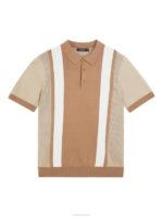 Rey Striped Polo Tiger Brown Men J.Lindeberg Clothing 66XF1043 - Image 4