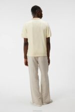 Rey Striped Shirt Safari Beige Men J.Lindeberg Clothing 66XF1029 - Image 2