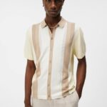 Rey Striped Shirt Safari Beige Men J.Lindeberg Clothing 66XF1029