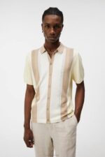 Rey Striped Shirt Safari Beige Men J.Lindeberg Clothing 66XF1029