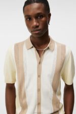 Rey Striped Shirt Safari Beige Men J.Lindeberg Clothing 66XF1029 - Image 4