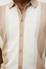 Rey Striped Shirt Safari Beige Men J.Lindeberg Clothing 66XF1029 - Image 5