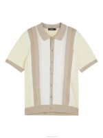 Rey Striped Shirt Safari Beige Men J.Lindeberg Clothing 66XF1029 - Image 6