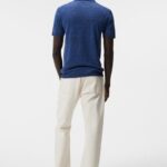 Ridge Linen Blend Polo Blue Quartz Men J.Lindeberg Clothing 66XF1027