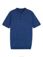 Ridge Linen Blend Polo Blue Quartz Men J.Lindeberg Clothing 66XF1027 - Image 5
