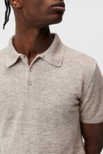 Ridge Linen Blend Polo Safari Beige Men J.Lindeberg Clothing 66XF1028 - Image 3