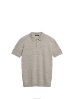 Ridge Linen Blend Polo Safari Beige Men J.Lindeberg Clothing 66XF1028 - Image 5