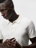 Ridge Rayon Silk Polo Cloud White Men J.Lindeberg Clothing 66XF1062 - Image 3