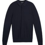 Rowan Mesh Knit Polo Navy Men J.Lindeberg Clothing 66XF1061