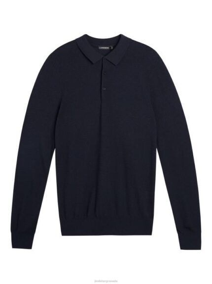 Rowan Mesh Knit Polo Navy Men J.Lindeberg Clothing 66XF1061