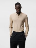 Rowan Mesh Knit Polo Safari Beige Men J.Lindeberg Clothing 66XF1060
