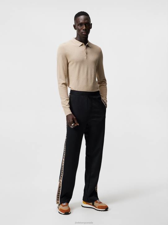 Rowan Mesh Knit Polo Safari Beige Men J.Lindeberg Clothing 66XF1060 - Image 3