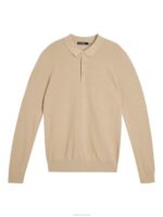 Rowan Mesh Knit Polo Safari Beige Men J.Lindeberg Clothing 66XF1060 - Image 5