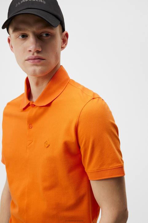 Rubi Slim Polo Russet Orange Men J.Lindeberg Clothing 66XF953 - Image 4