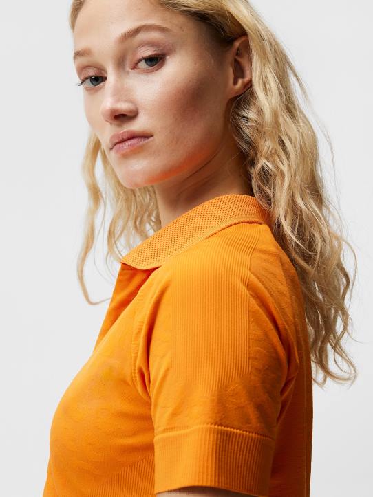 Sadine Seamless Polo Russet Orange Women J.Lindeberg Clothing 66XF1502 - Image 4