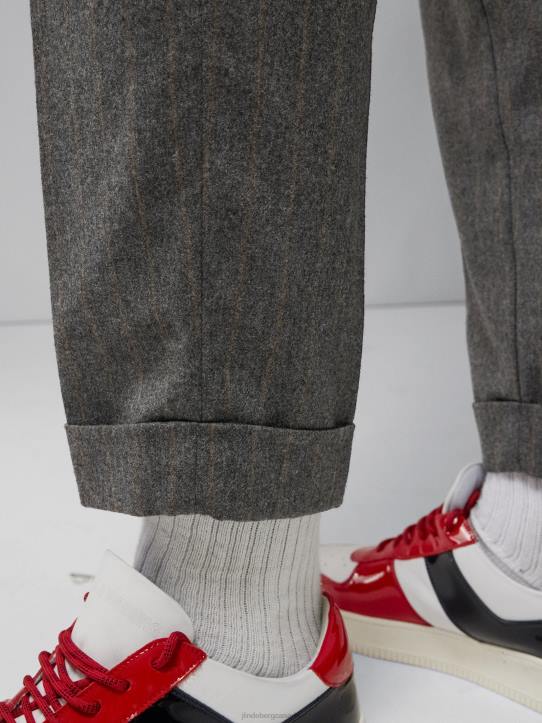 Sasha Striped Flannel Pants Grey Melange Men J.Lindeberg Clothing 66XF2197 - Image 3
