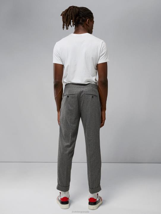 Sasha Striped Flannel Pants Grey Melange Men J.Lindeberg Clothing 66XF2197 - Image 1
