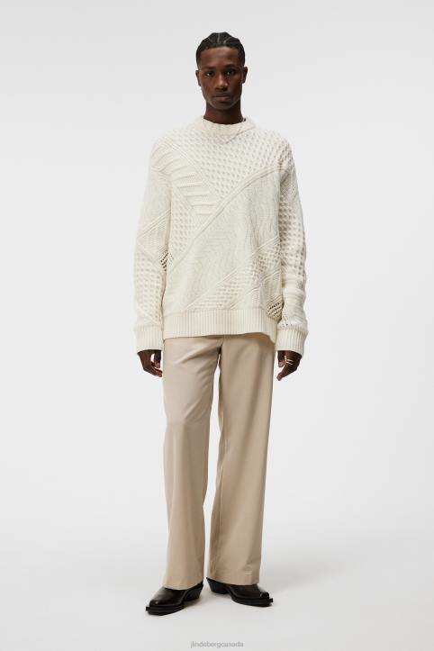 Savio Cable Knit Mock Neck Sweater Cloud White Men J.Lindeberg Clothing 66XF991 - Image 5