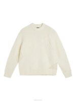 Savio Cable Knit Mock Neck Sweater Cloud White Men J.Lindeberg Clothing 66XF991 - Image 6