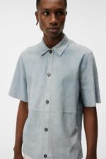 Shorty Suede Shirt Dream Blue Men J.Lindeberg Clothing 66XF1178 - Image 3
