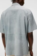 Shorty Suede Shirt Dream Blue Men J.Lindeberg Clothing 66XF1178 - Image 4