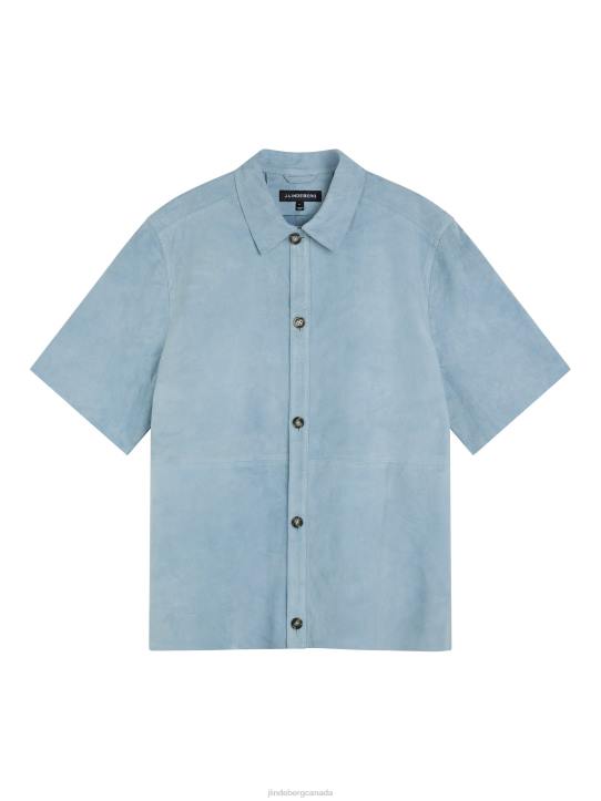 Shorty Suede Shirt Dream Blue Men J.Lindeberg Clothing 66XF1178 - Image 6