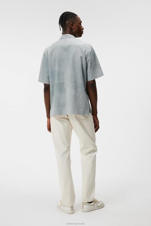 Shorty Suede Shirt Dream Blue Men J.Lindeberg Clothing 66XF1178 - Image 1