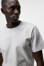 Sid Basic Cotton Tee Light Grey Melange Men J.Lindeberg Clothing 66XF978 - Image 3
