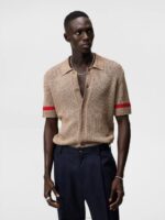 Sky Knitted Shirt Safari Beige Men J.Lindeberg Clothing 66XF1052